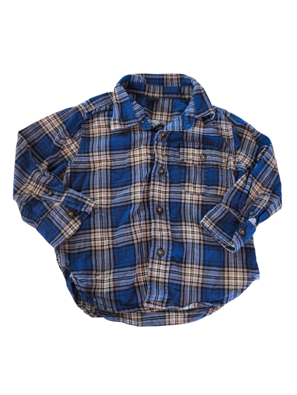 🍁2/$7🍁BABY GAP Blue Cream Black Plaid Flannel Butt Down Shirt